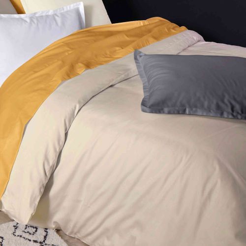 Housse de couette satin de coton taupe - Tradilinge