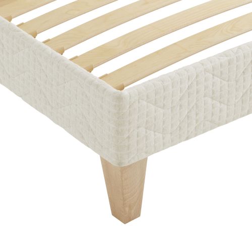 Sommier déco tapissier éco-responsable écru Aube - SOMEO 140x190