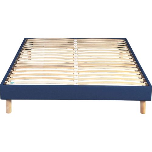 Sommier en kit déco bleu jean à lattes Merinos
