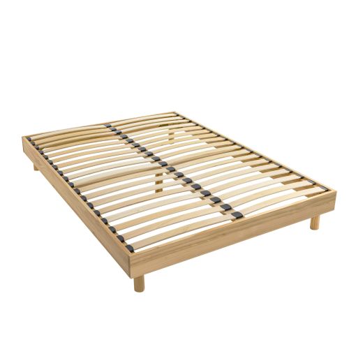 Vue de face du sommier kit montrant la structure en bois clair