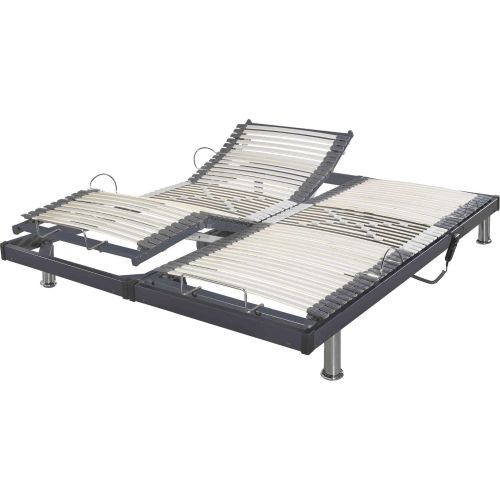 Sommier électrique de relaxation gris extra plat 140x190 (fond blanc)