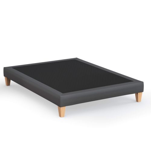 Sommier déco Someo simili cuir gris foncé 160x190