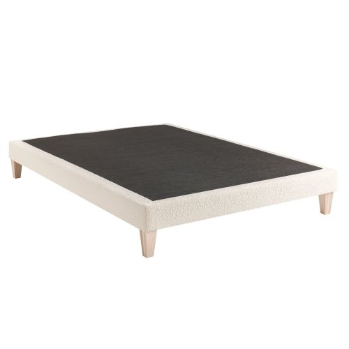 Sommier déco tapissier bouclette blanc écume Nuage Someo pour un confort ferme
