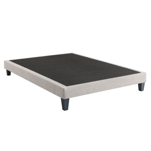 Sommier en tissu bouclette gris baltique Nuage Someo offrant un confort ferme.