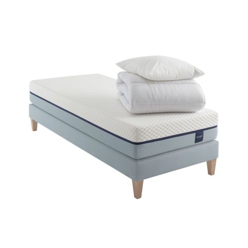 Ensemble matelas mémoire de forme, sommier, pieds, couette et oreiller Songe 600 - SOMEO