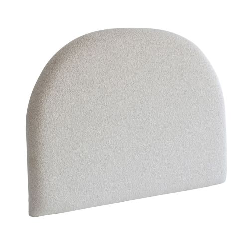 Vue de face de la tête de lit 145 cm en bouclette blanche Terre de Nuit