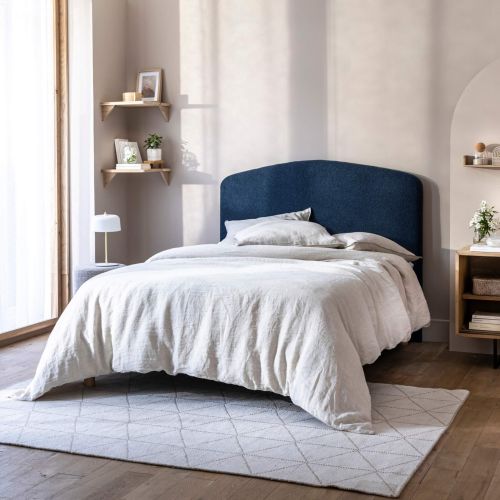 Tête de lit déco bouclette 190 cm bleu marine