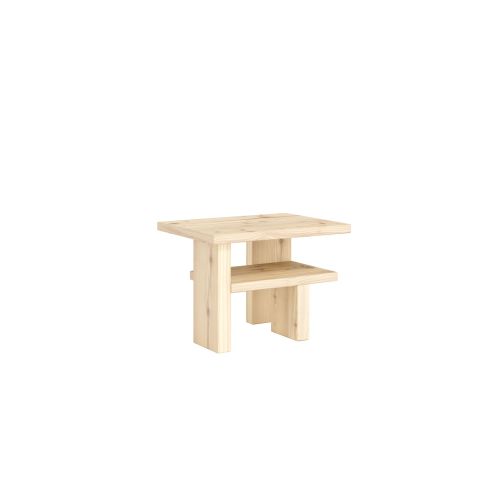 Table chevet bois naturel fond blanc