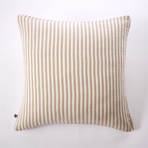 Taie d'oreiller Ninon 60x60 100% coton 125g/m² avec motif à rayures moyennes sur fond blanc