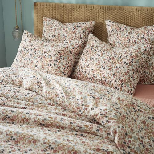 Parure de lit gaze de coton imprimé floral rose