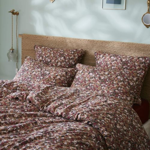 Taie d'oreiller gaze de coton imprimé floral