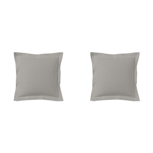 Lot de 2 taies d'oreillers gris mastic 100% coton 65x65