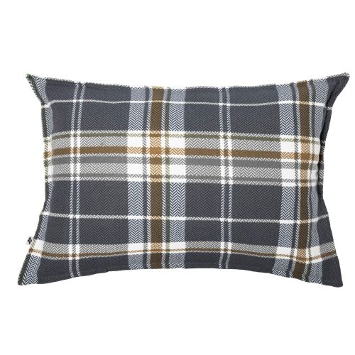 Taie d'oreiller flanelle imprimé à carreaux 63x63 cm bleu