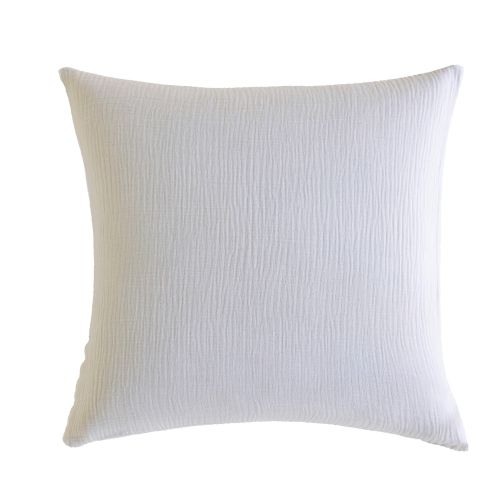 Taies en gaze de coton 63x63 blanc sur lit double, ambiance douce et naturelle