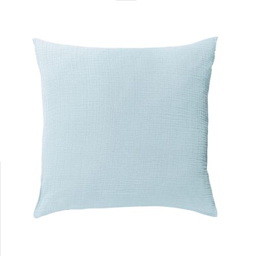 Vue de face de la taie oreiller gaze de coton bleu ciel 57 fils 50x70 