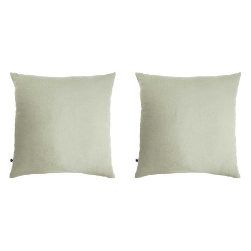 Lot de 2 taies d'oreillers double gaze de coton vert d'eau FOND BLANC