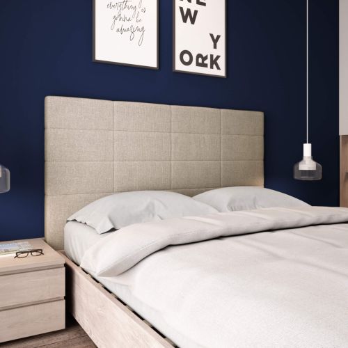 Tête de lit déco aspect quadrillé beige