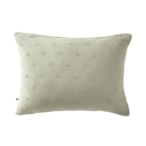 Taie d'oreiller brodée double gaze de coton