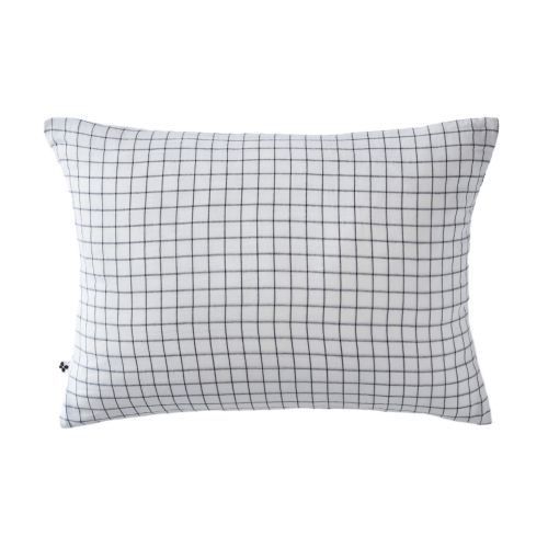 Taie d'oreiller à carreaux double gaze de coton blanc