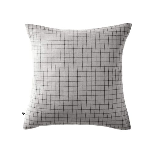 Taie d'oreiller à carreaux double gaze de coton gris