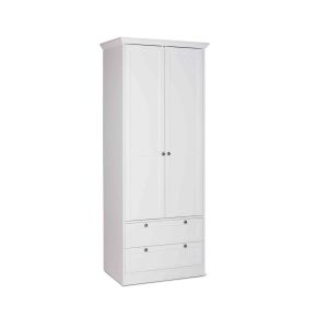Armoire 2 portes 2 tiroirs en bois coloris blanc - AR7012