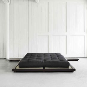 Ensemble lit futon style japonais noir + tatami + matelas futon noir