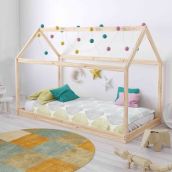 Lit cabane enfant en bois naturel - LT14004