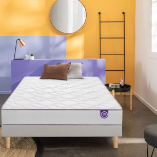 Ensemble Merinos matelas mousse Wise, sommier en kit déco et pieds