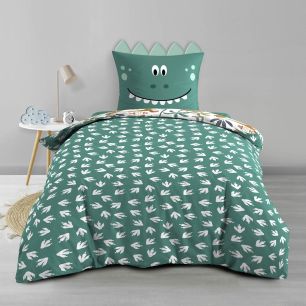 Parure de lit enfant coton dinosaures 140x200 cm Douceur d'Intérieur Dina ambiance