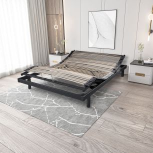 Sommier électrique de relaxation gris extra plat 140x190 (fond blanc)