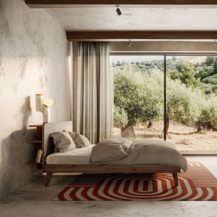 Lit en pin massif RETREAT BED avec tête de lit fonctionnelle Bois foncé