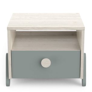 Chevet 1 tiroir 1 niche en bois couleur chêne topanga et vert de gris - CH219