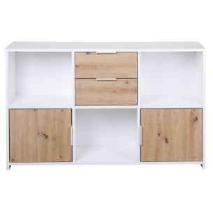 Commode 2 tiroirs et 2 portes en bois - CO12096