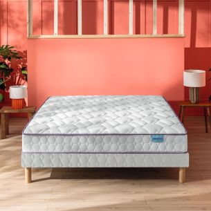 Ensemble Merinos matelas ressorts ensachés Morning Routine, sommier Twist et pieds