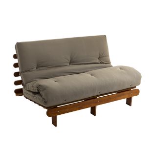 Ensemble matelas futon en coton et structure en bois massif noisette