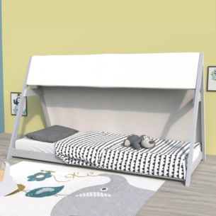 Lit tipi enfant en bois gris 90x200 - LT14005