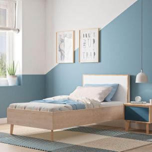 Lit en bois imitation chêne clair - LT5046-1