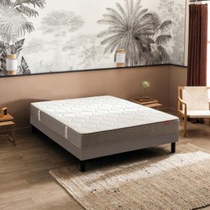Ensemble Epeda matelas ressorts ensachés Itinéraire, sommier Nature confort ferme et pieds