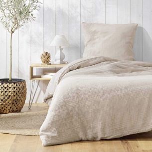 Parure de lit double gaze de coton sable Angelia