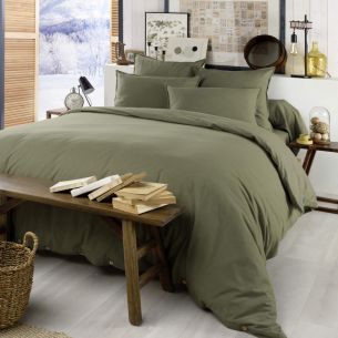 Housse de couette flanelle kaki
