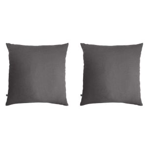 Lot de 2 taies d'oreillers double gaze de coton gris anthracite 60x60 cm fond blanc