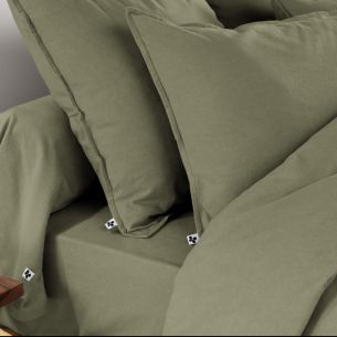 Taie d'oreiller flanelle kaki