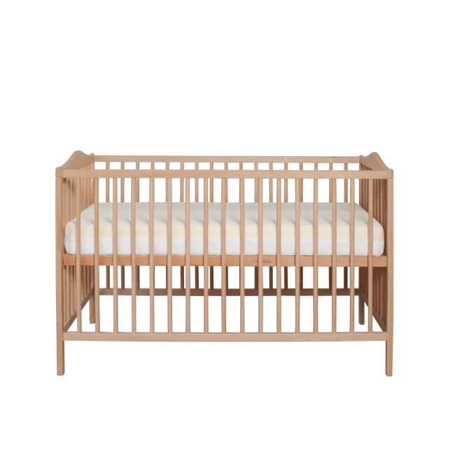 Lit bébé à barreaux en bois naturel 60x120