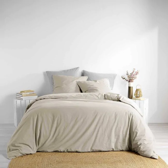 Parure de lit enfant en lin lavé Blanc, 120 x 150 cm