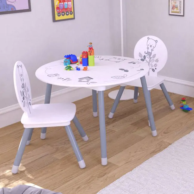 Table enfant + 2 chaises petit ours