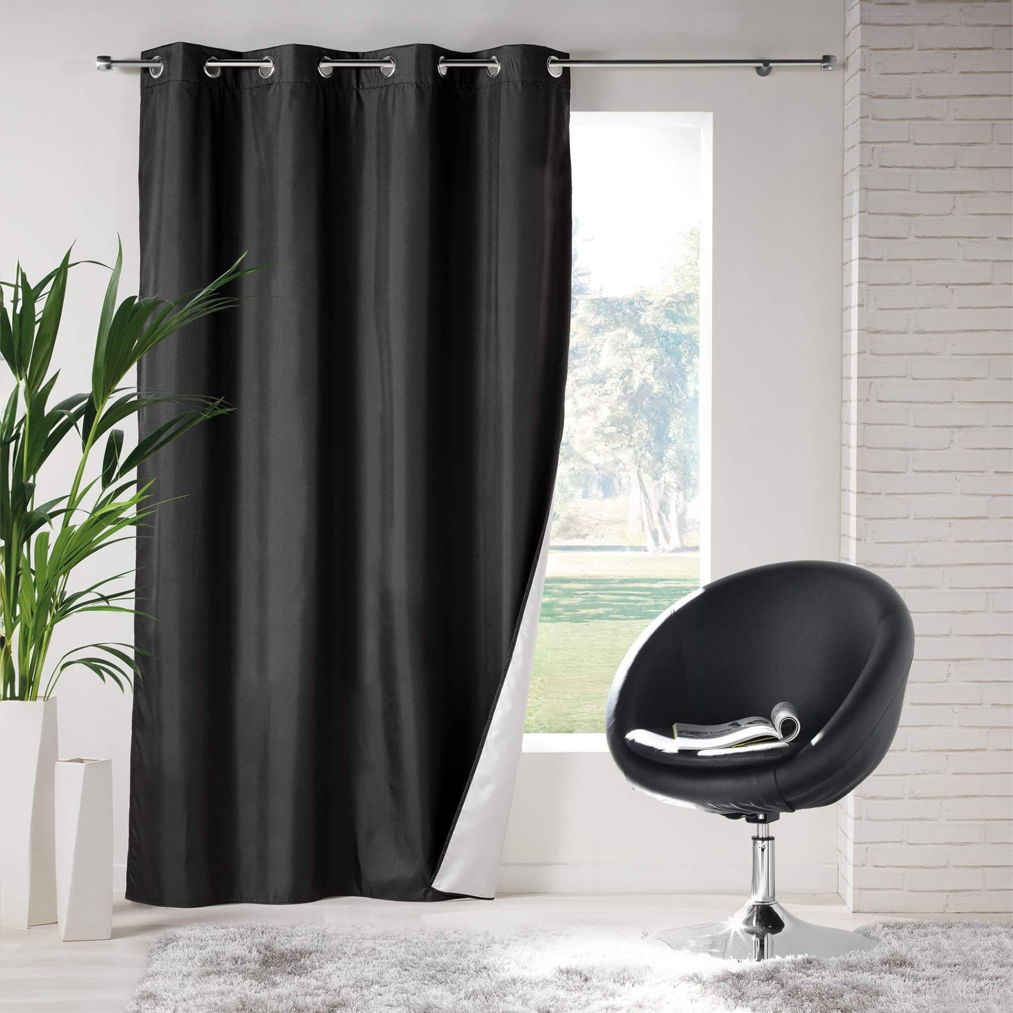 Rideau isolant thermique et phonique à œillets, beige, 140x240cm prêt a