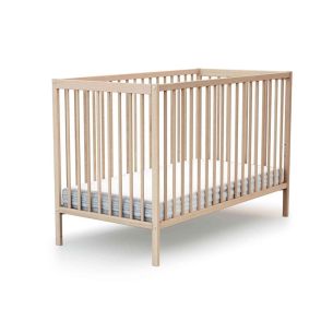  Lit bébé à barreaux en bois hêtre verni