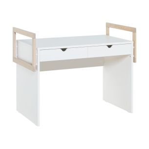 Bureau 2 tiroirs en bois blanc et imitation chêne - BU13038