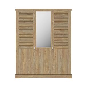 Armoire en bois clair 3 portes avec miroir - AR5070