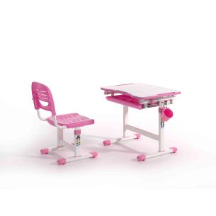 Bureau enfant ajustable en hauteur rose 201 + chaise - Terre de Nuit